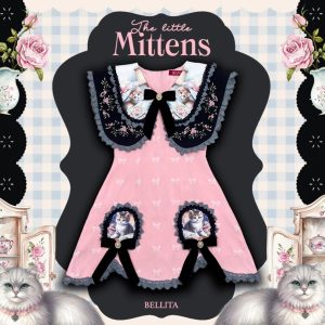 BELLITA มินิเดรส สีดำ ชมพู ดีเทลทั้งชุด