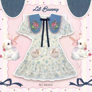 BLT BRAND MINIDRESS , Lil Bunny ปกปักดอกกุหลาบ แขนตุ๊กตา แต่งระบายชั้น