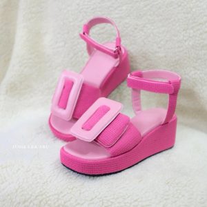 JUDII LES SHU สีมาใหม่รุ่น Puffy Size 34-45 รองเท้าส้นตึกหัวเข็มขัดรัดส้น ฟองน้ำฟูนิ่ม