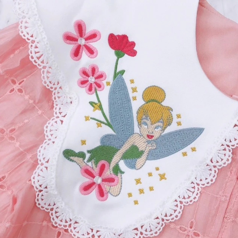 Maria Diamond สีชมพู Tinker Bell Set เซ็ต 2 ชิ้น เสื้อเชิ้ตคอตตอนปักฉลุ ปกปัก แขนยาวกระดุม + กางเกงขาสั้นมีกระเป๋า มีซับใน - Image 5